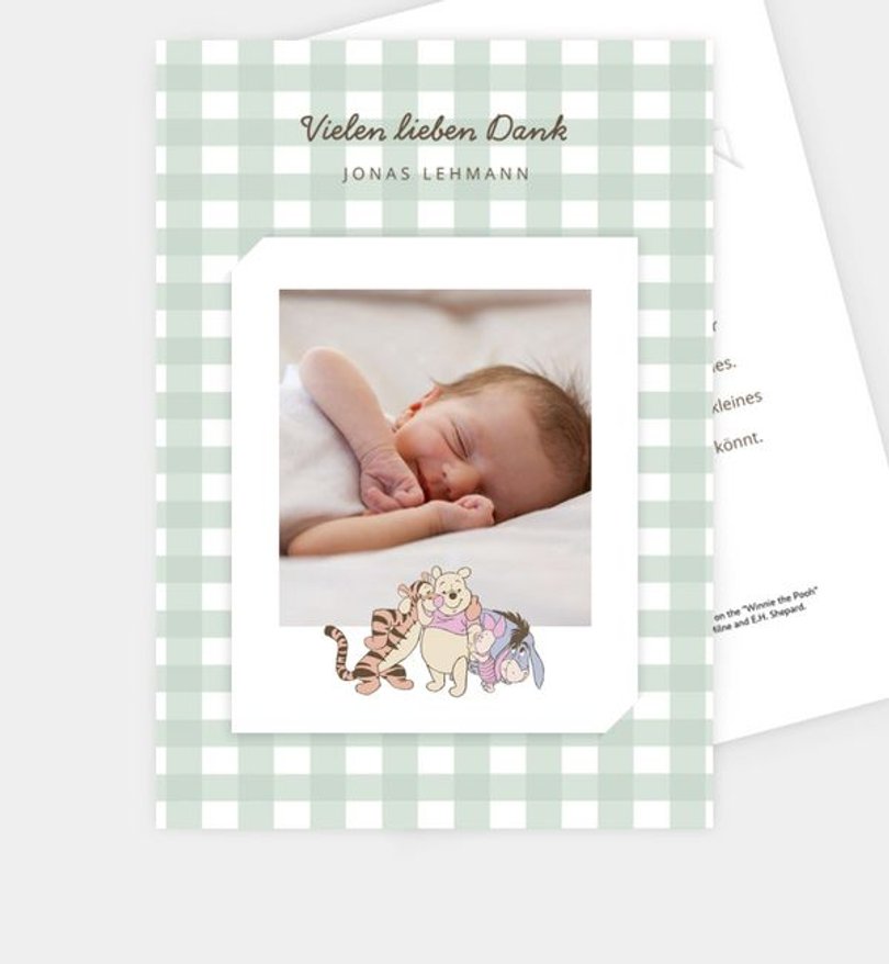 Dankeskarte Geburt Winnie Puuh · Dusted Cottagecore