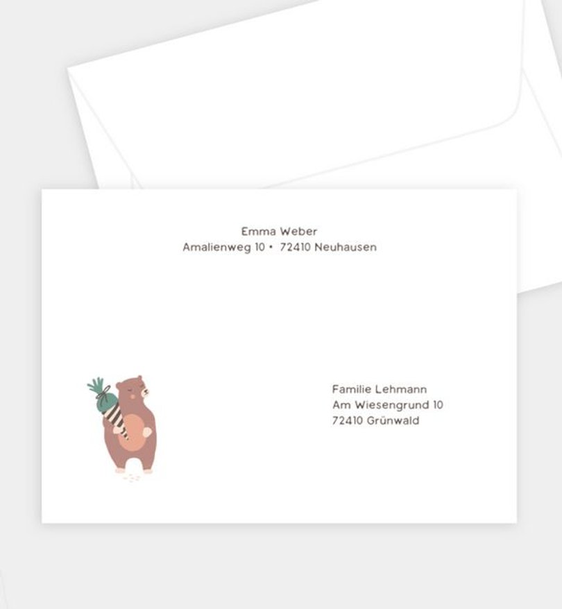 Briefumschlag Einschulung Cute animals