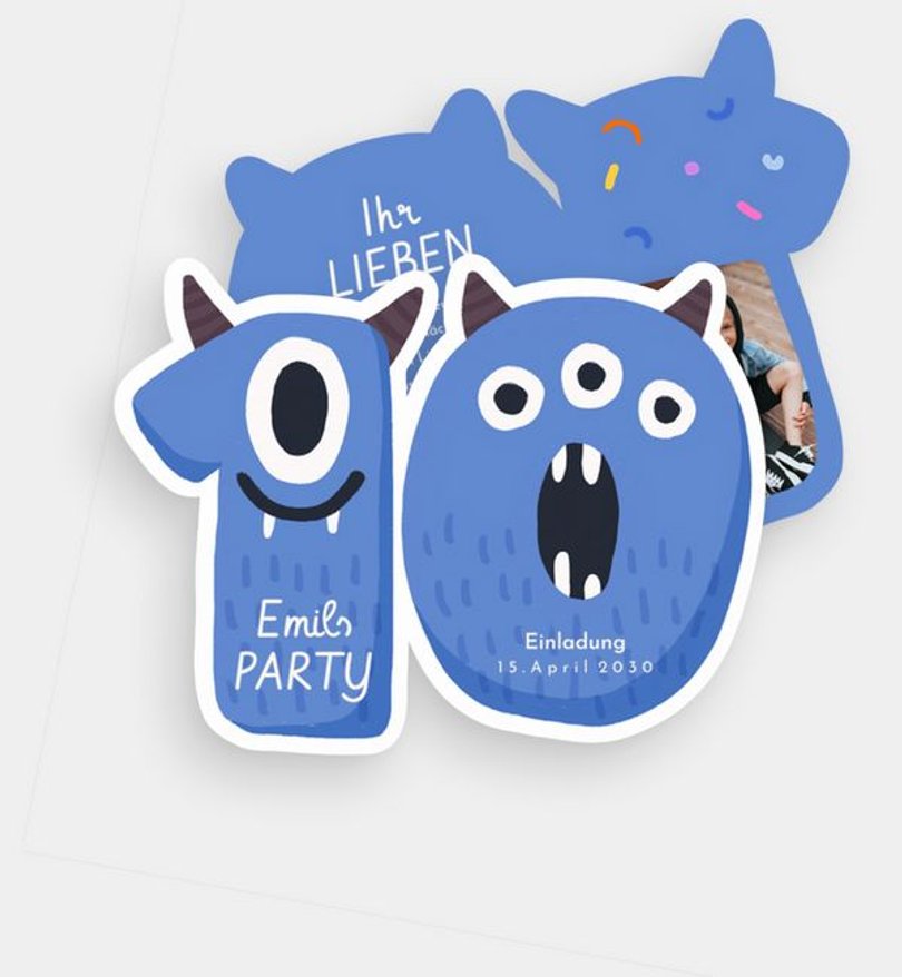 Einladungskarte Kindergeburtstag Monster Number