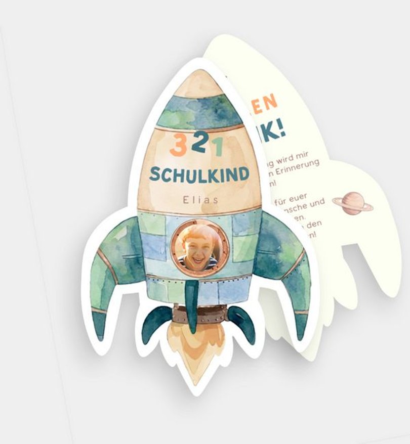 Dankeskarte Einschulung 321 Countdown