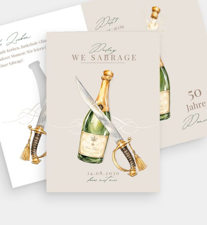 Einladungskarte Geburtstag Champagner Sabrage