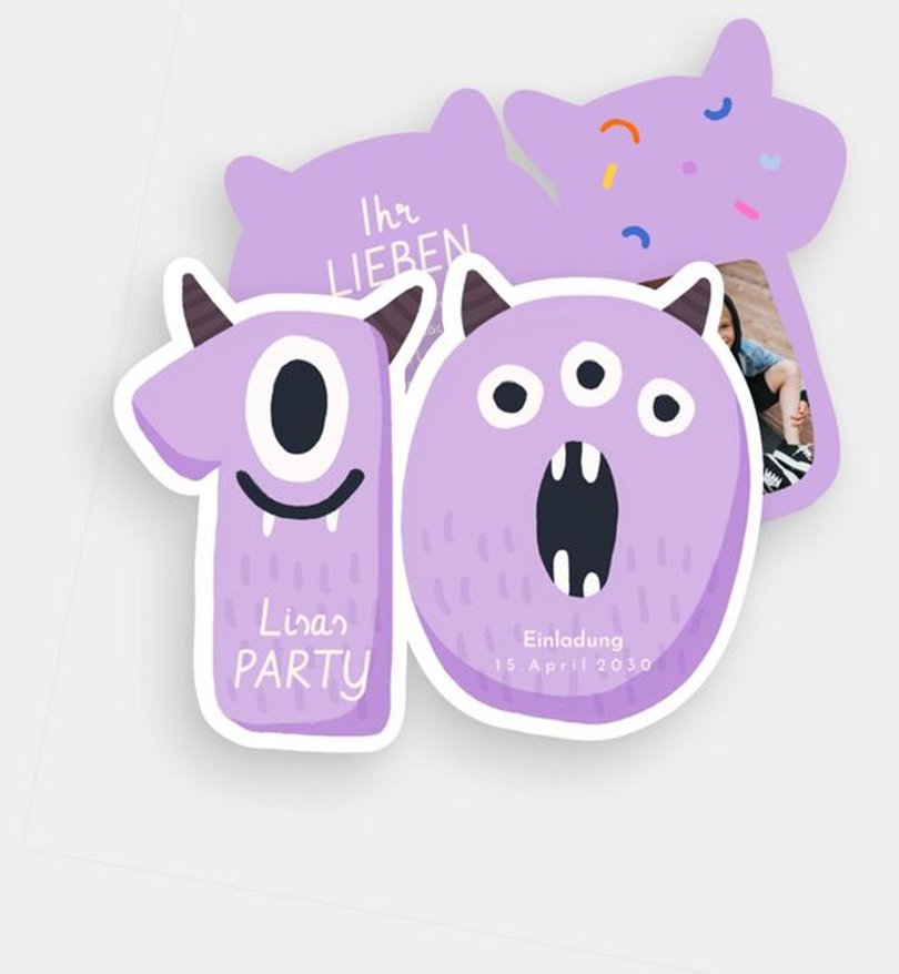 Einladungskarte Kindergeburtstag Monster Number
