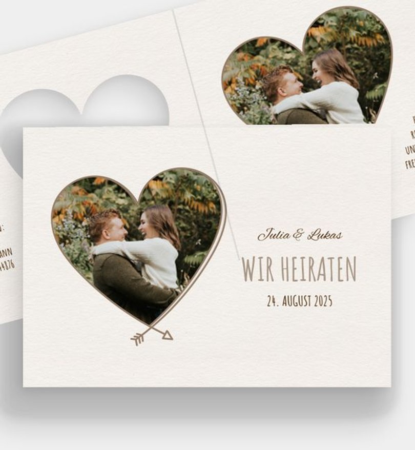 Einladungskarte Hochzeit Herzblatt