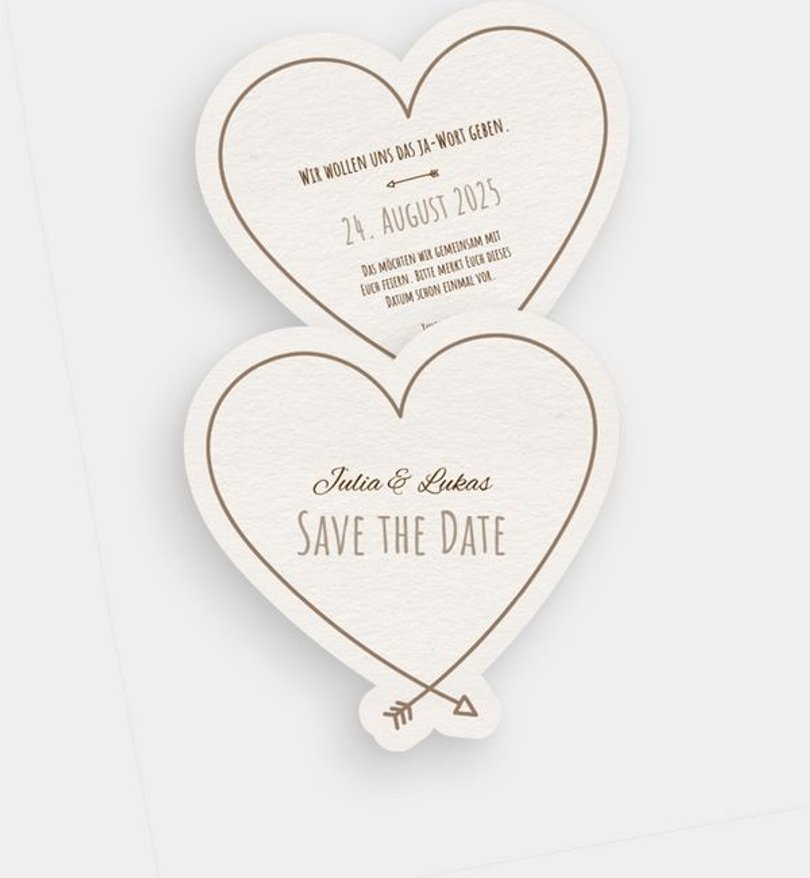 Save-The-Date Karte Hochzeit Herzblatt