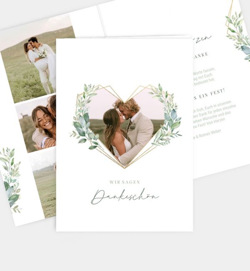 Dankeskarte Hochzeit Crystal Heart