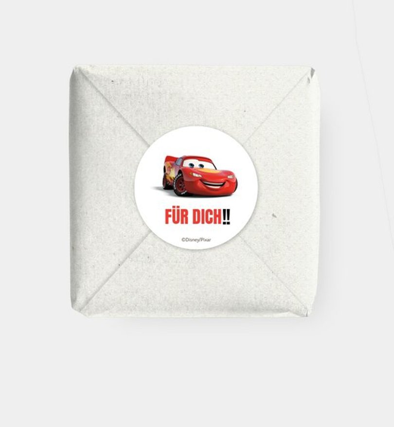 Geschenkaufkleber Kindergeburtstag Cars · Vollgas