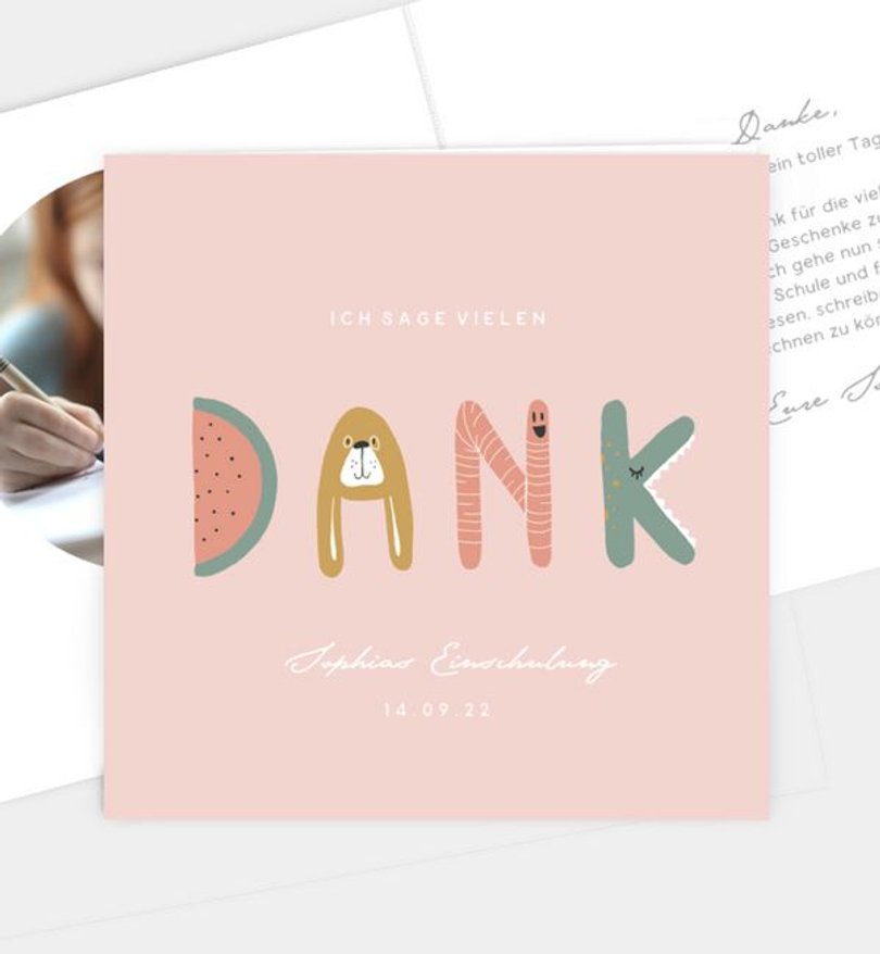 Dankeskarte Einschulung Schule