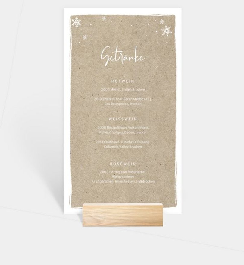 Getränkekarte Geschäftlich Winterly Frame · Crafty