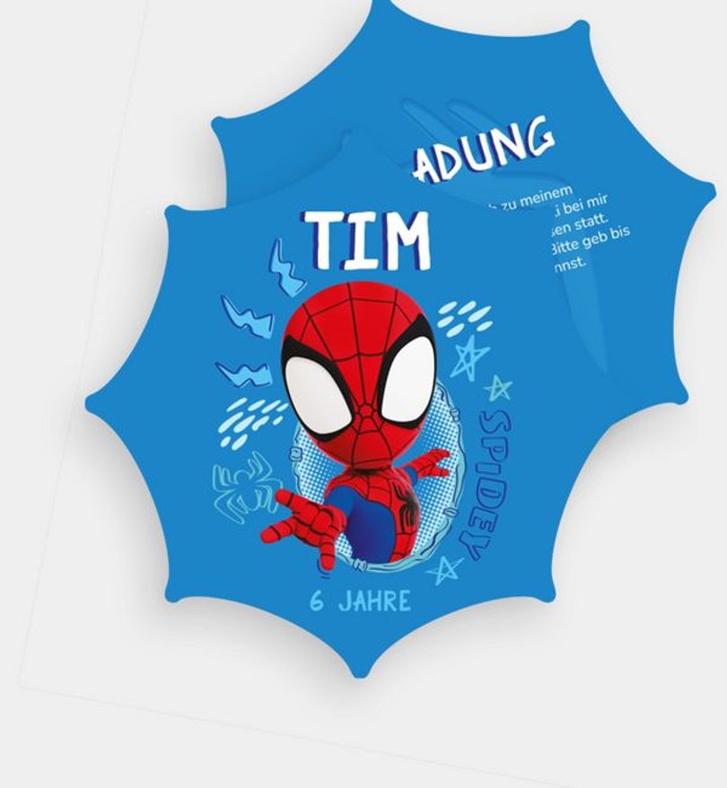 Einladungskarte Kindergeburtstag Spinnennetz