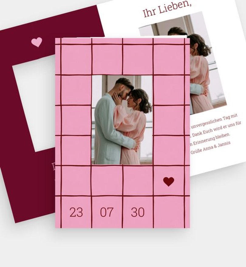 Dankeskarte Hochzeit Amour Grid