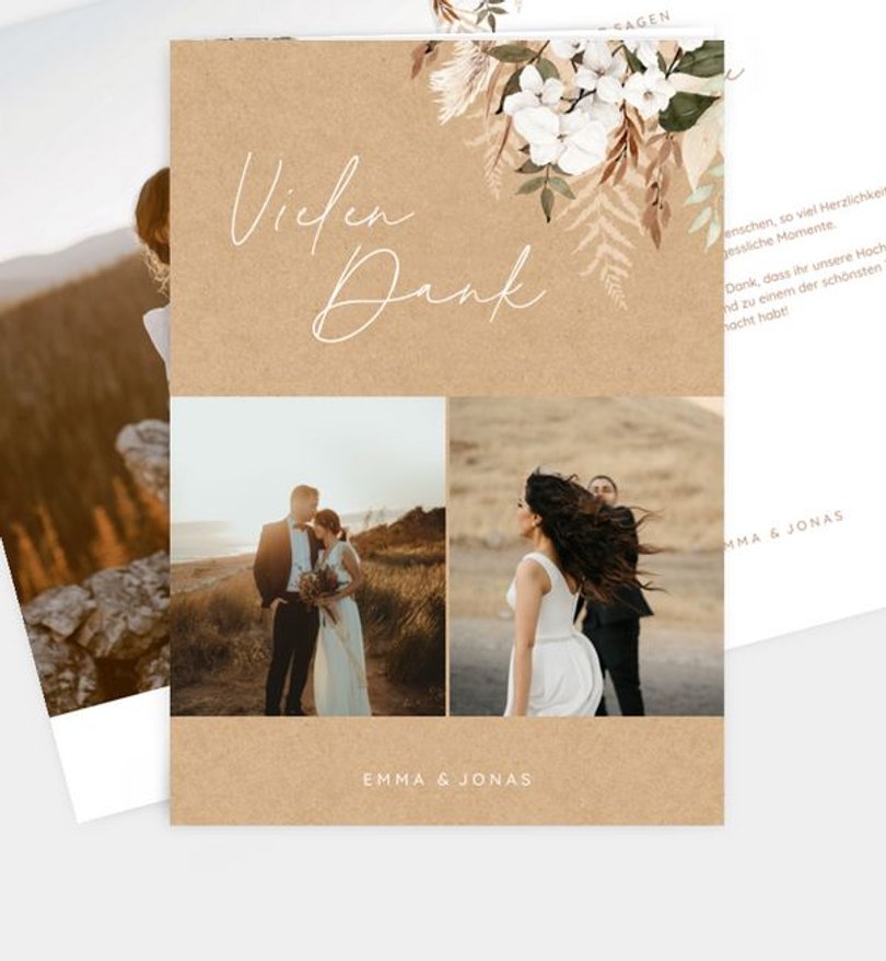 Dankeskarte Hochzeit Boho Bouquet