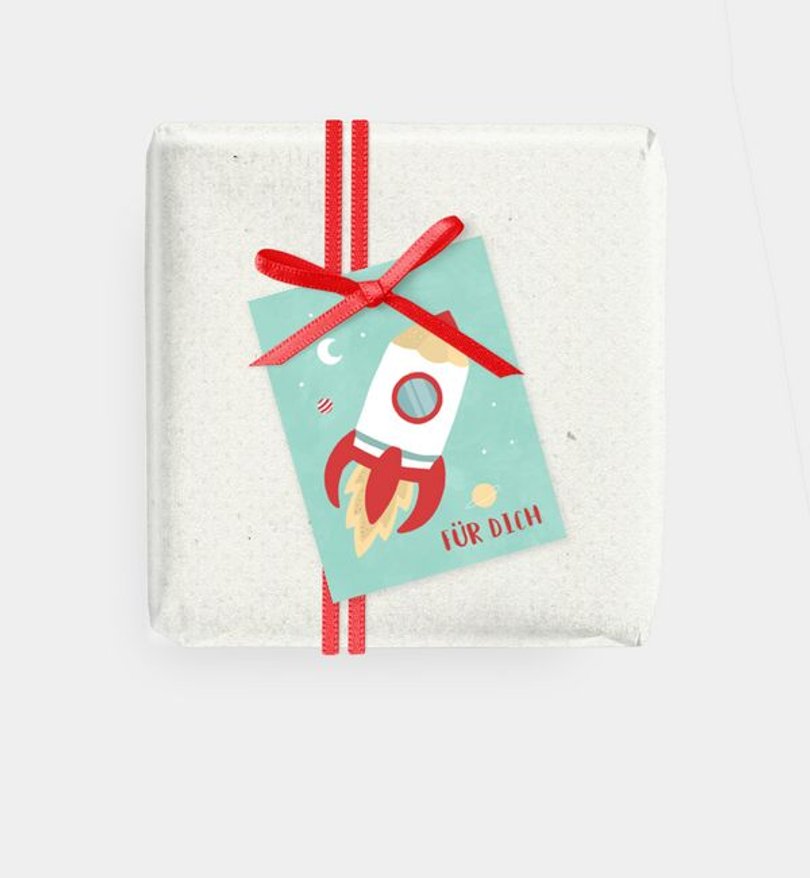 Geschenkanhänger Einschulung Rakete