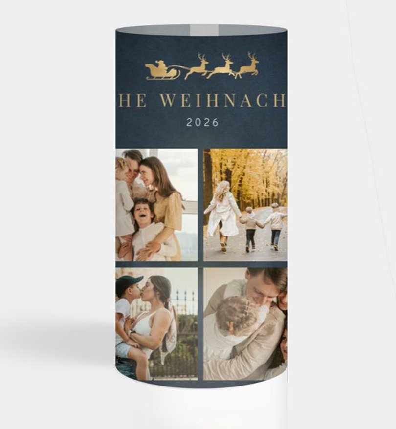 Windlichtkarte Weihnachten Schlittenfahrt