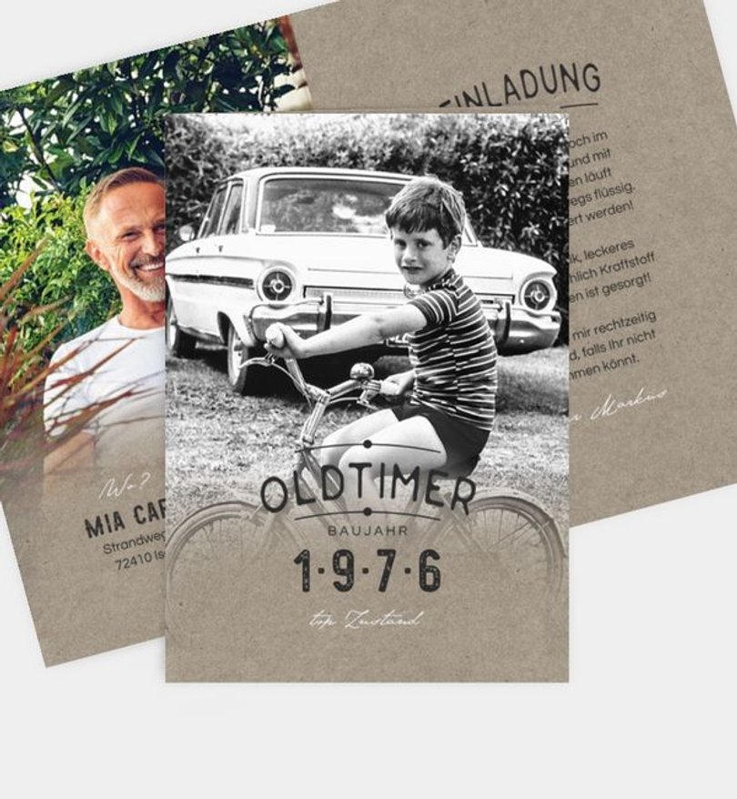 Einladungskarte Geburtstag Nostalgie · Crafty