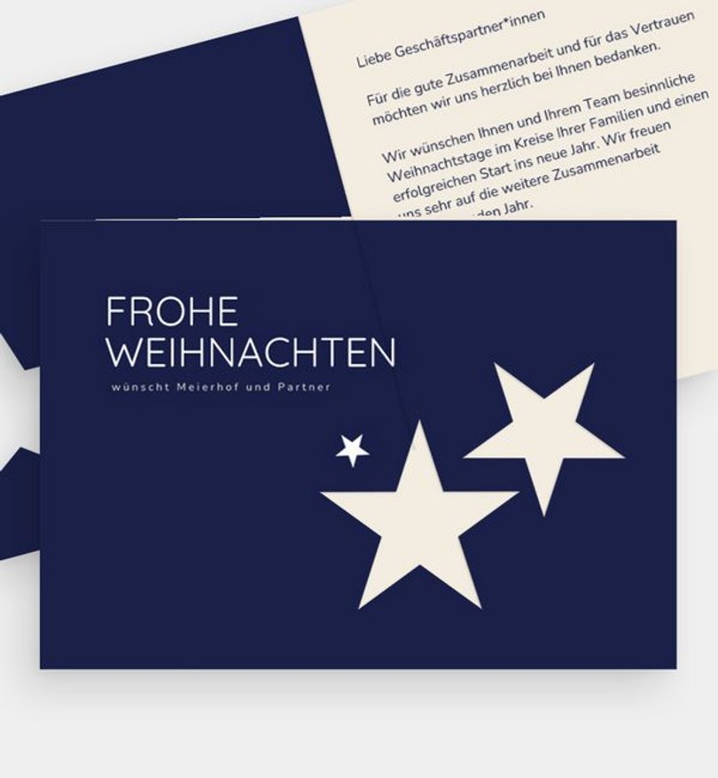 Weihnachtskarte Weihnachten geschäftlich Blue Stars · UNICEF