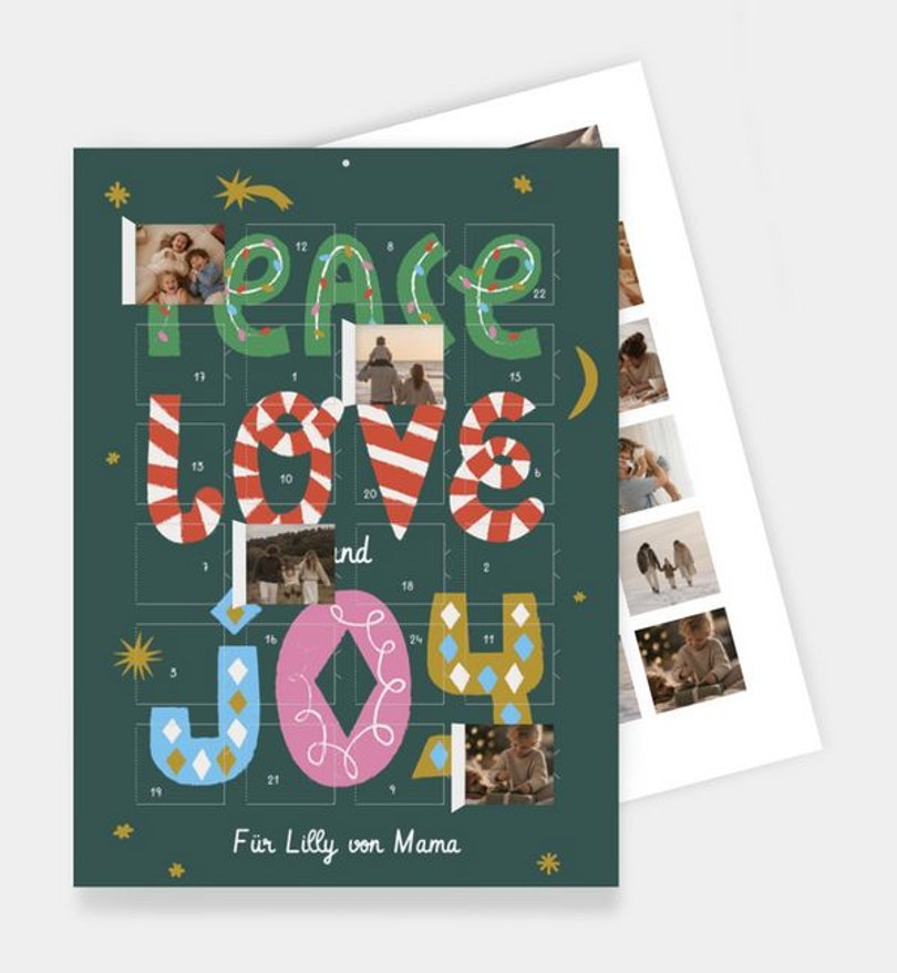 Foto-Adventskalender Weihnachten Peace, Love And Joy