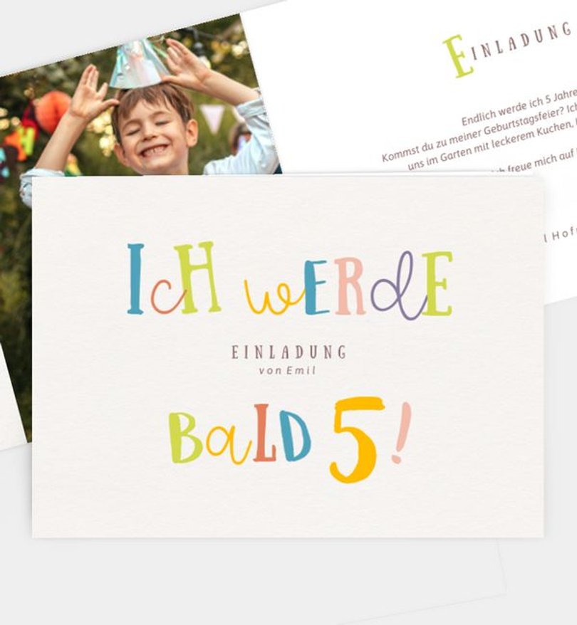 Einladungskarte Kindergeburtstag Bunte Buchstaben