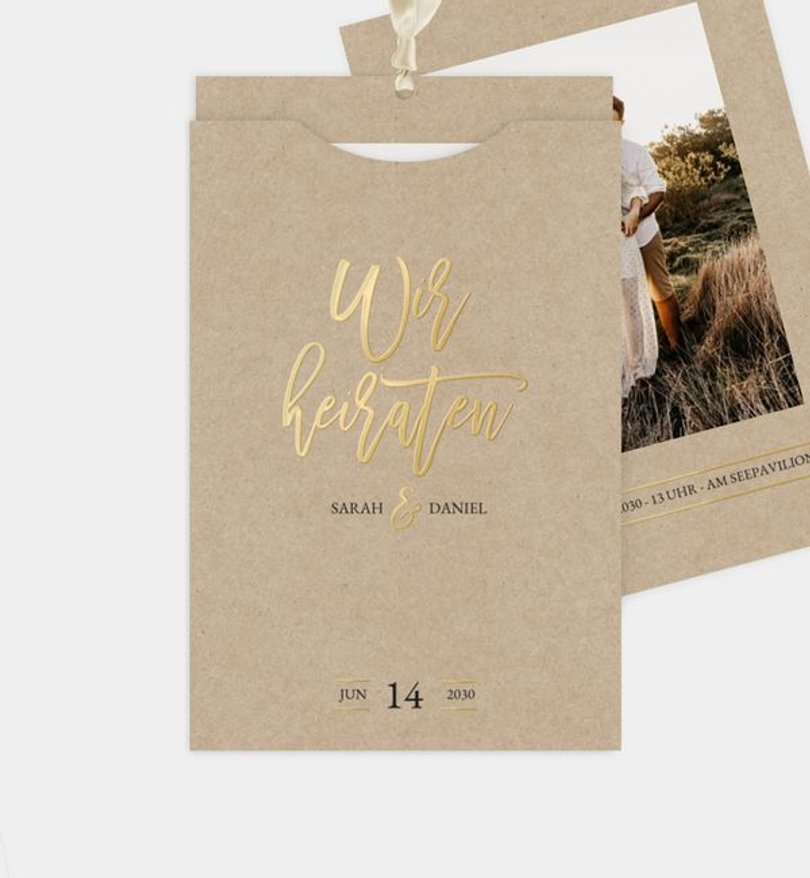 Einladungskarte Hochzeit Golden Dreams
