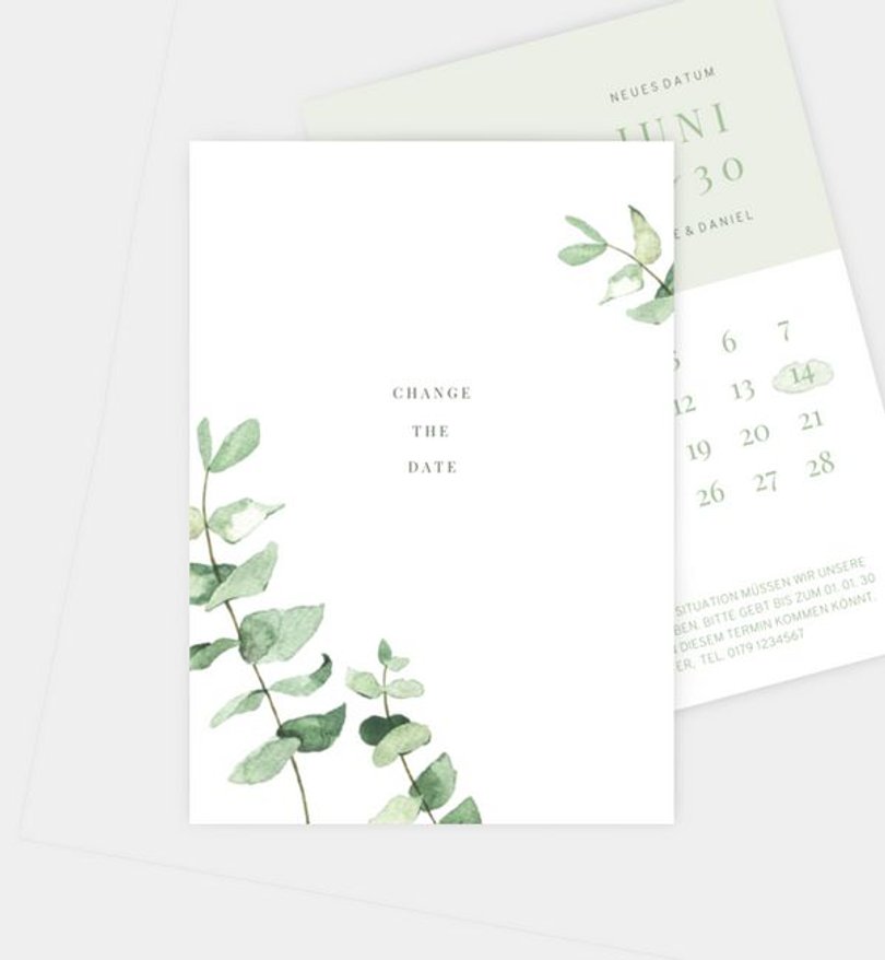Change-The-Date Karte Hochzeit Simple Green