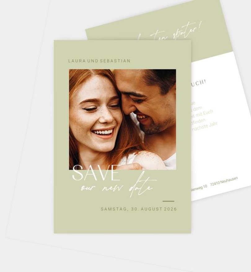 Change-The-Date Karte Hochzeit Liebesbote