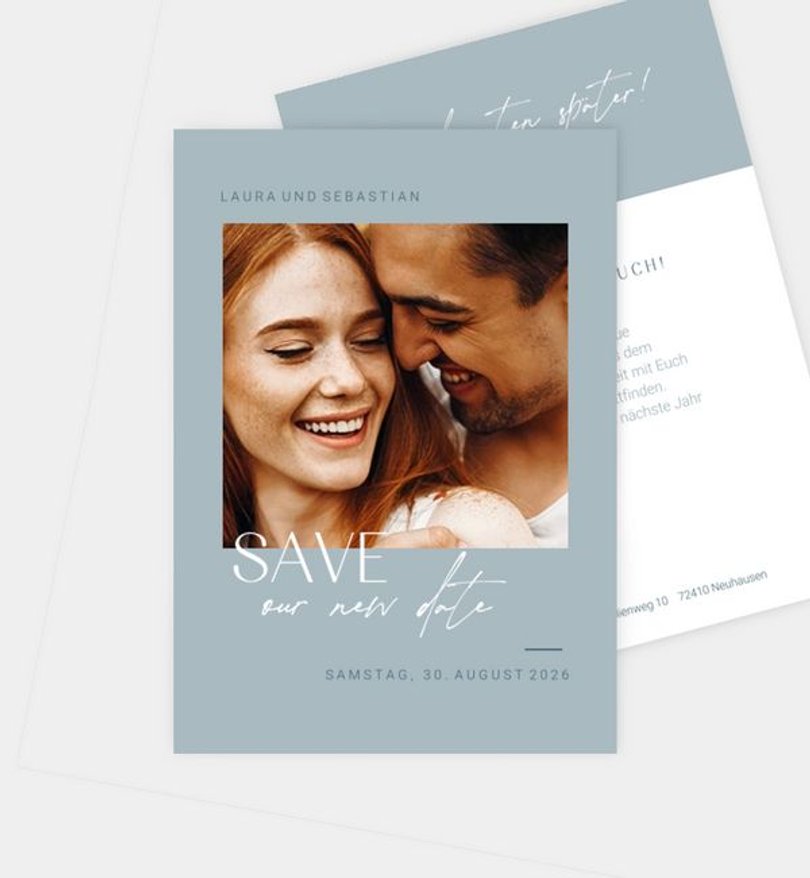 Change-The-Date Karte Hochzeit Liebesbote