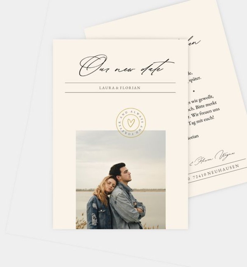 Change-The-Date Karte Hochzeit Stempel