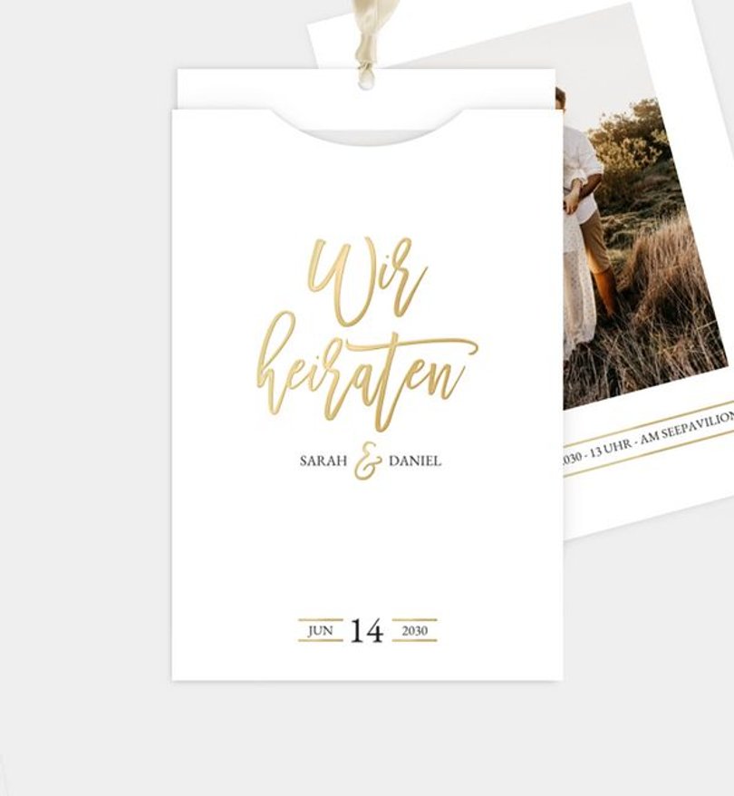 Einladungskarte Hochzeit Golden Dreams