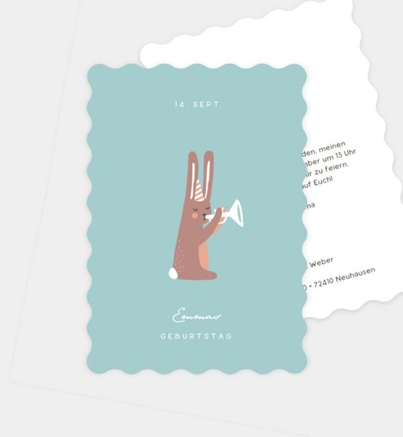 Einladungskarte Kindergeburtstag Cute Rabbit