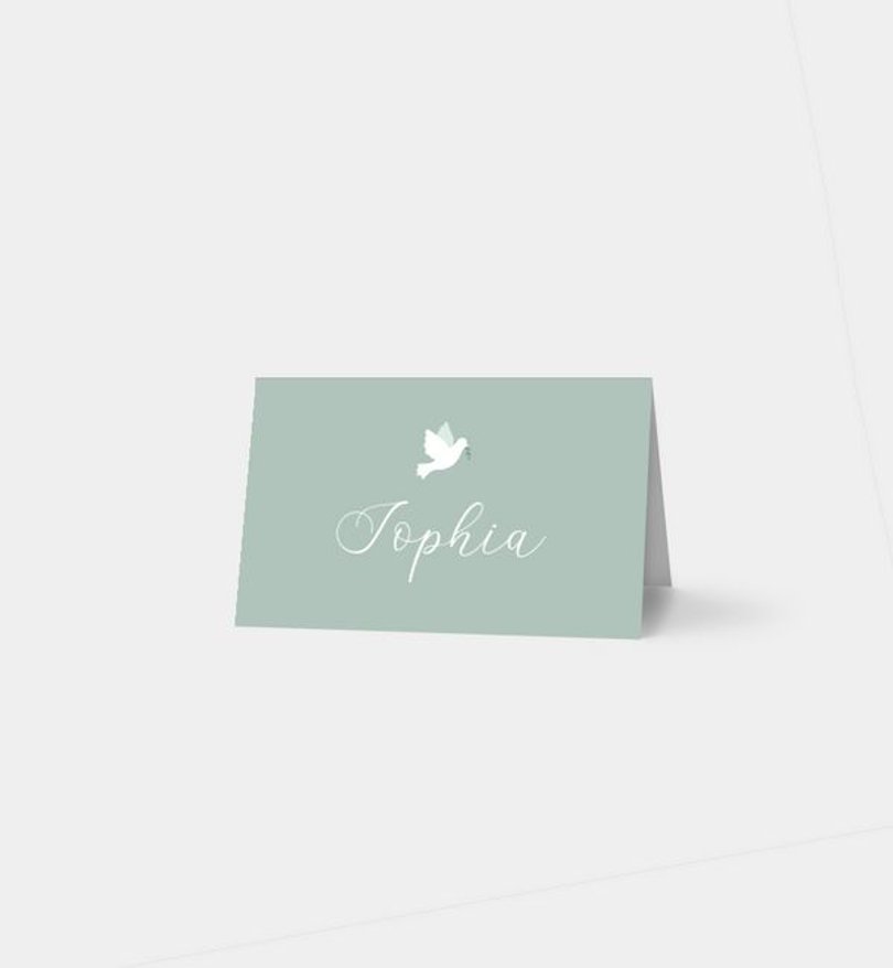 Tischkarte Taufe flying bird