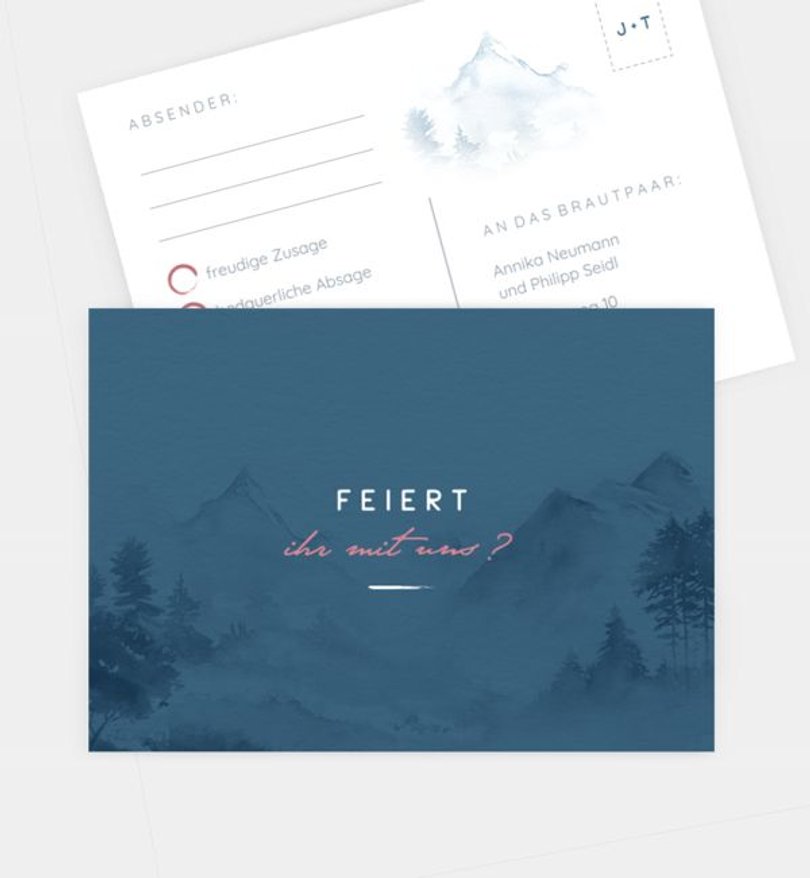 Antwortkarte Hochzeit Berge