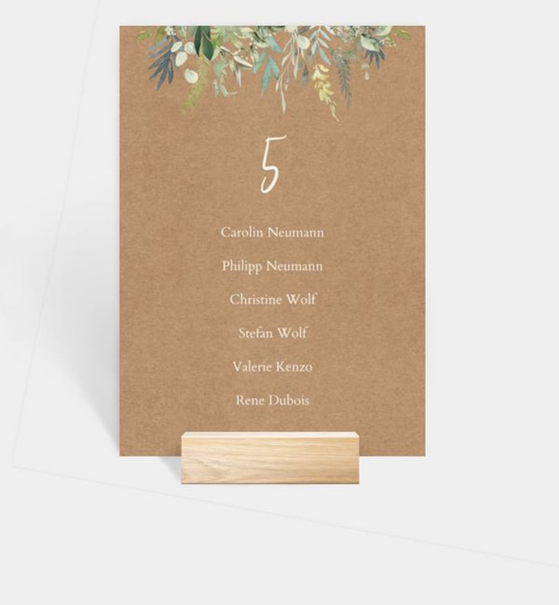 Gruppentischkarte Hochzeit Wiesenbouquet