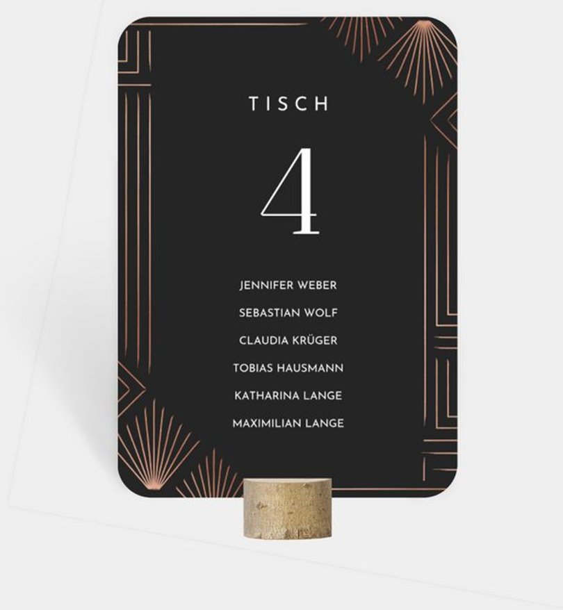Gruppentischkarte Hochzeit Gatsby