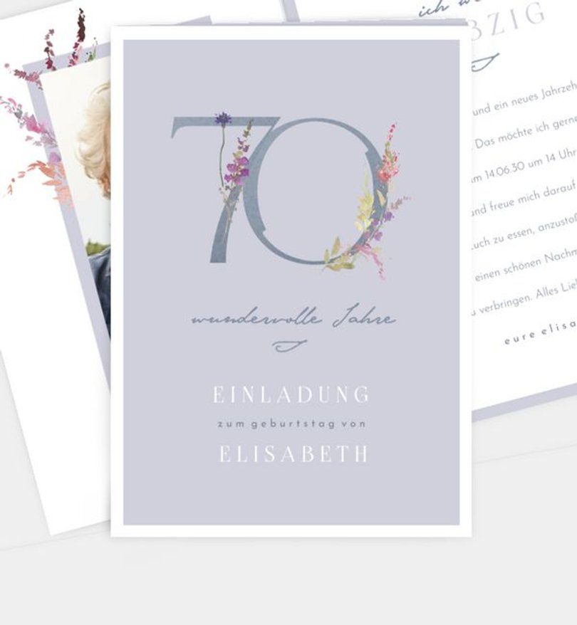 Einladungskarte Geburtstag Zahl Floral