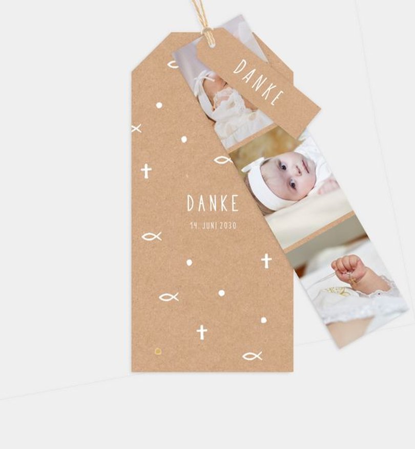 Dankeskarte Taufe Holy Elements - Crafty