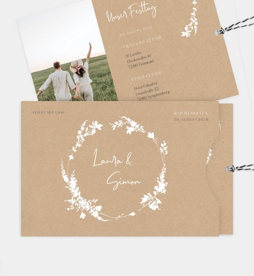 Einladungskarte Hochzeit Sommerkranz