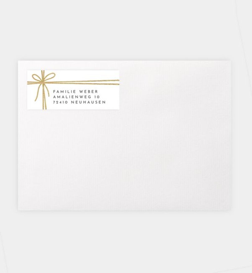 Absenderaufkleber Weihnachten Goldene Schleife