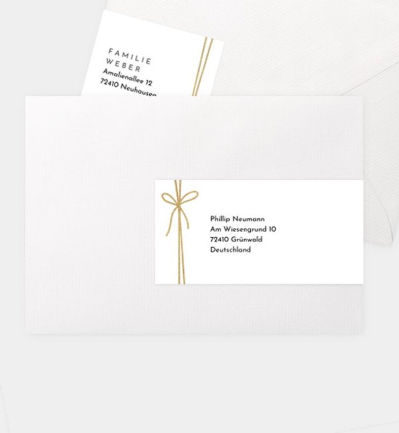 Adressaufkleber Weihnachten Goldene Schleife