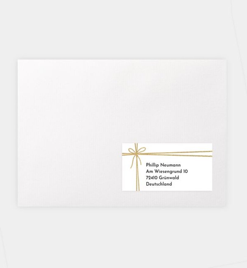 Empfängeraufkleber Weihnachten Goldene Schleife