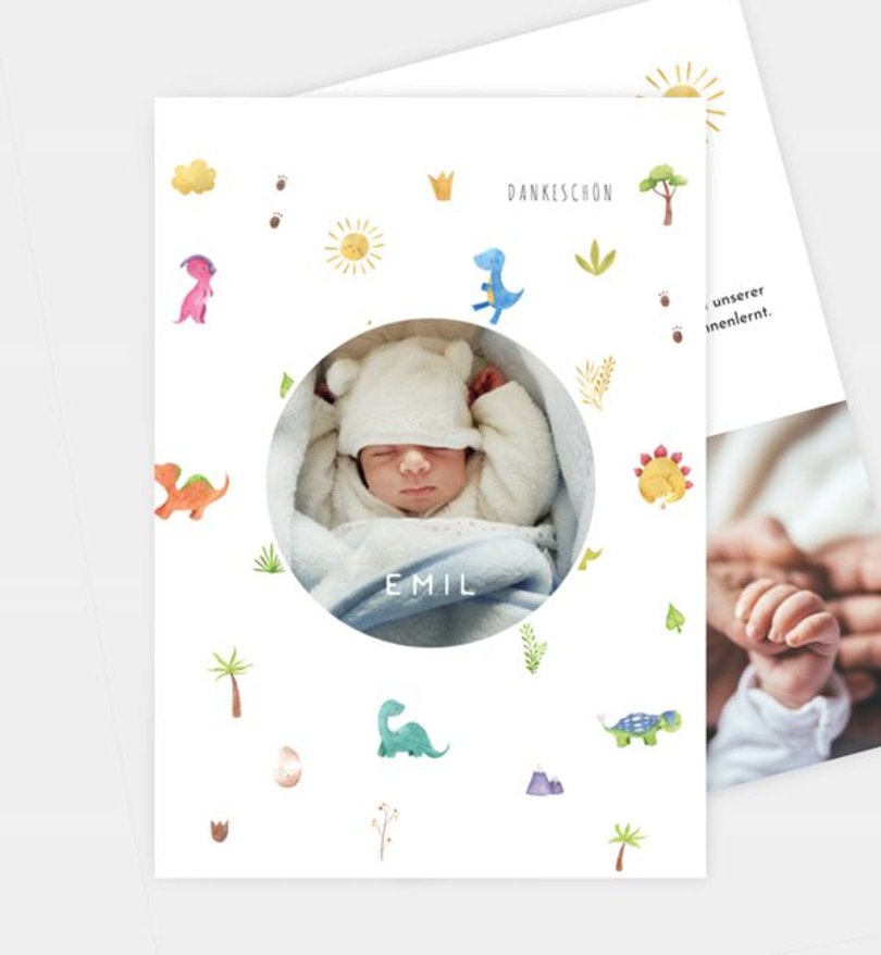 Dankeskarte Geburt Little Dino