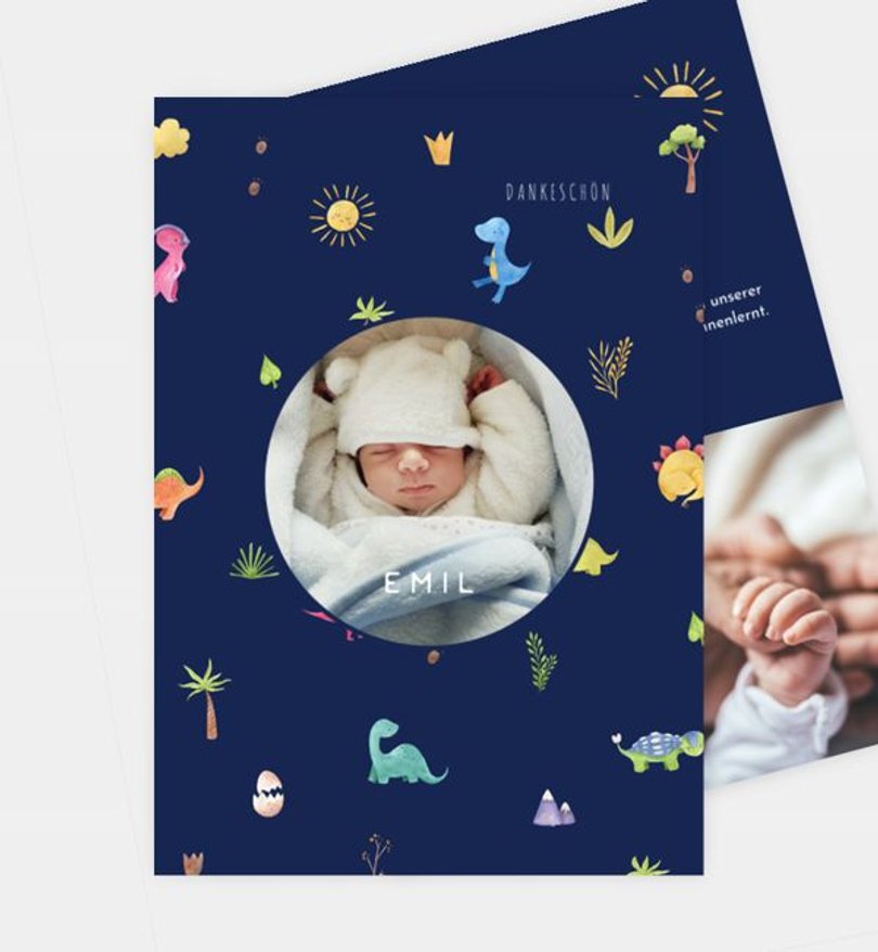 Dankeskarte Geburt Little Dino