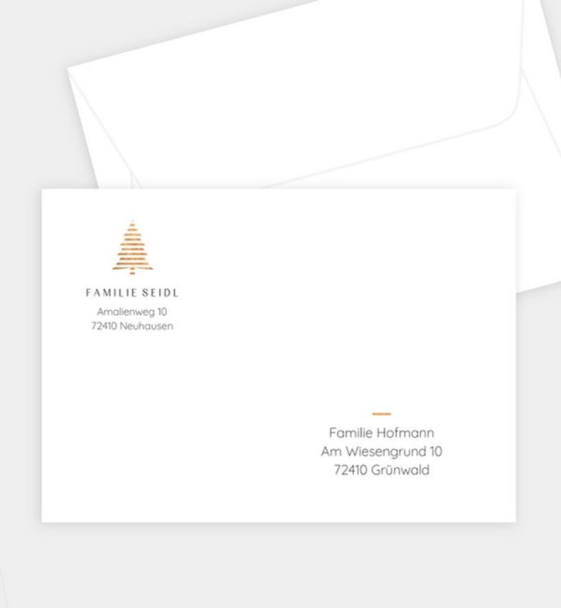 Briefumschlag Weihnachten Goldene Tanne