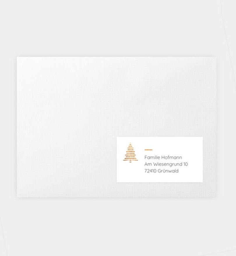 Empfängeraufkleber Weihnachten Goldene Tanne