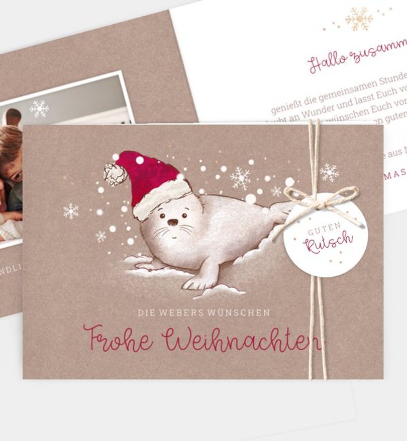 Weihnachtskarte Weihnachten/Privat Kleine Robbe
