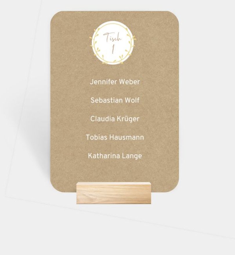 Gruppentischkarte Hochzeit Craftpaperbutton