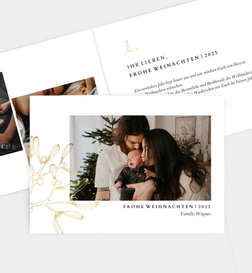 Weihnachtskarte Weihnachten/Privat Unser goldener Mistelzweig
