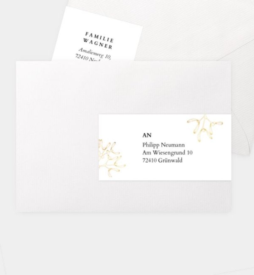Adressaufkleber Weihnachten Unser goldener Mistelzweig