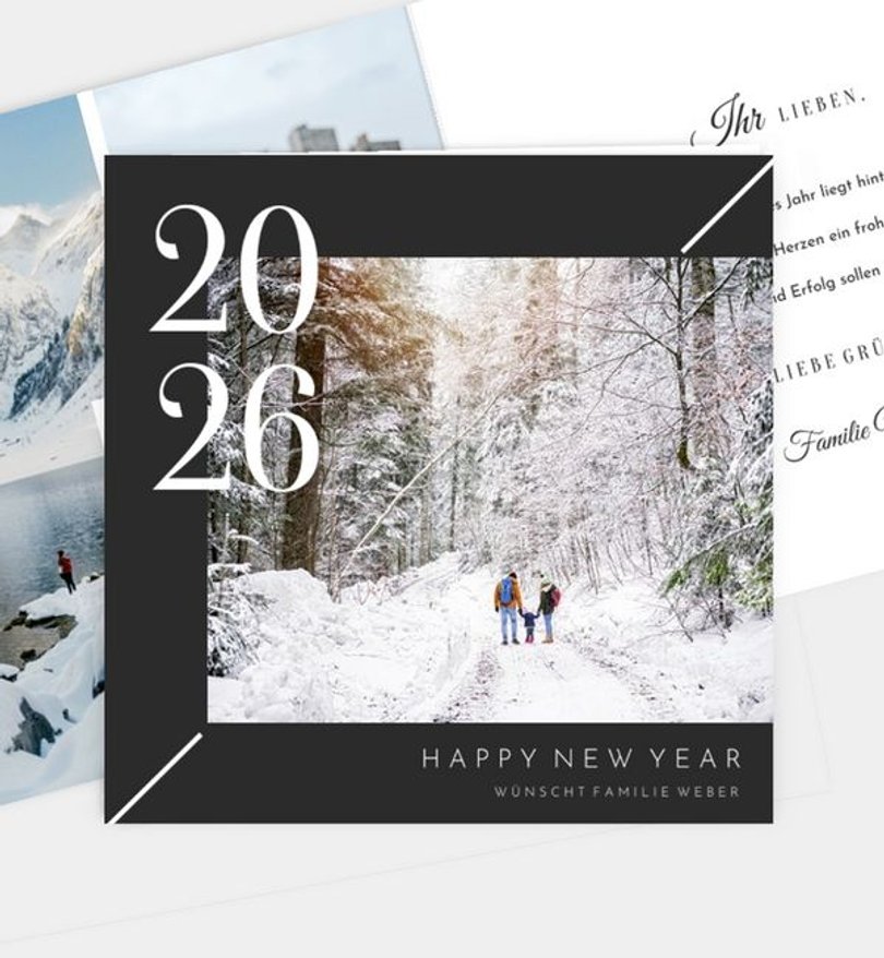 Neujahrskarte Weihnachten Modern Typo