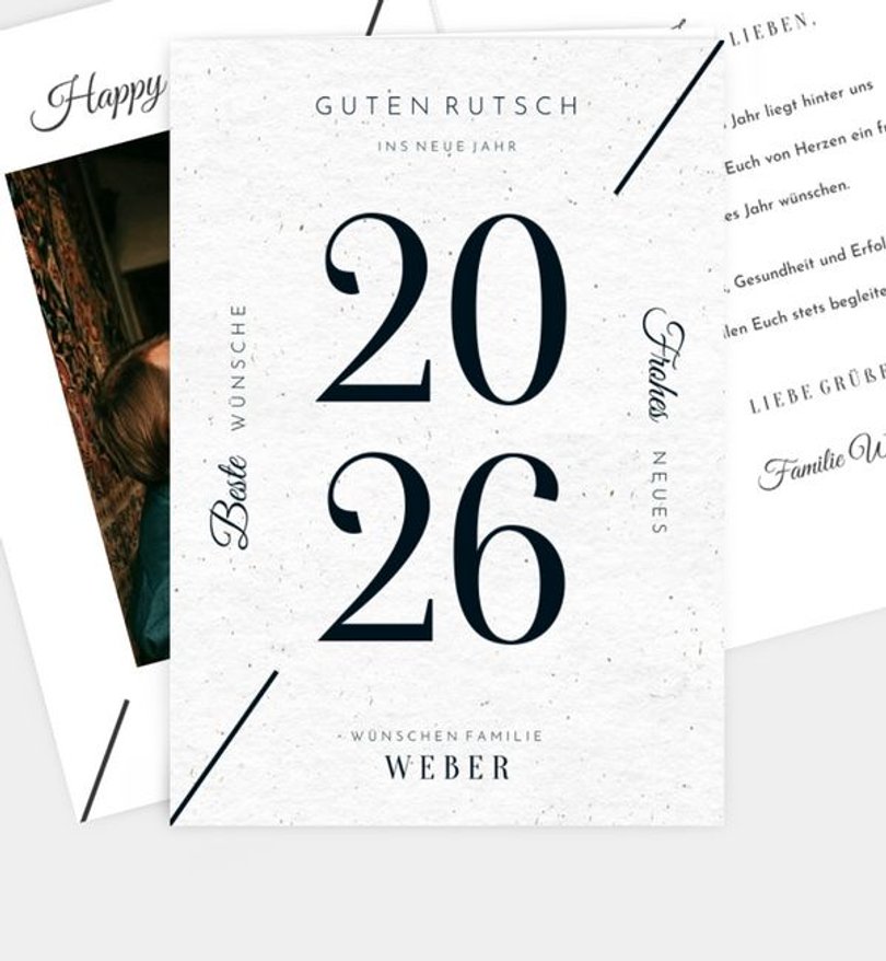 Neujahrskarte Weihnachten Modern Typo · Crafty