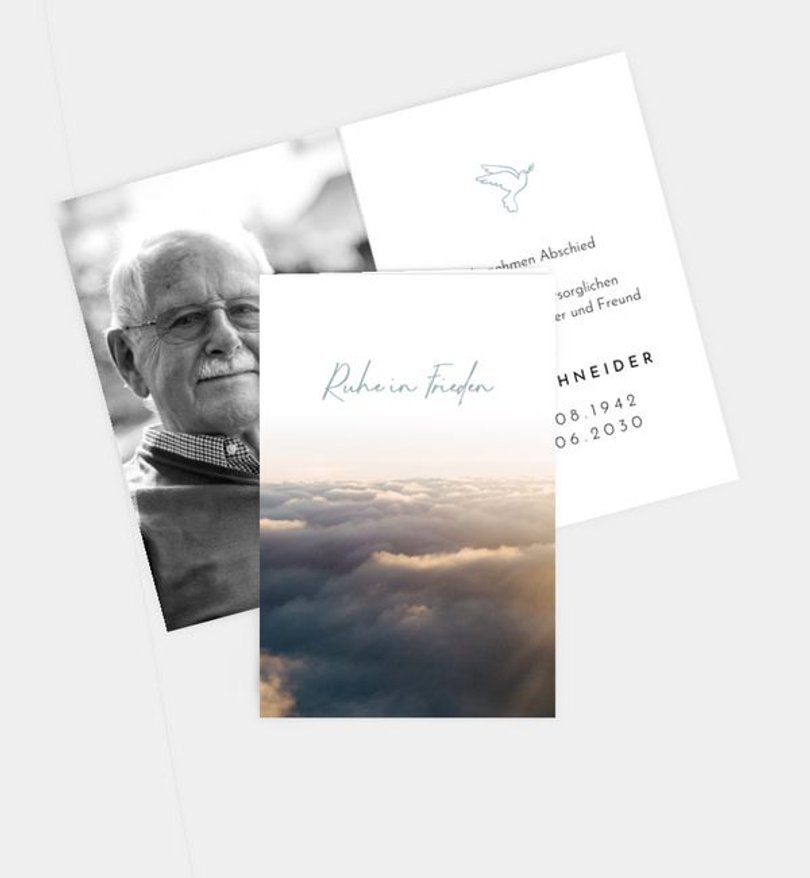 Sterbebilder Trauer Über den Wolken