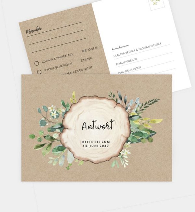 Antwortkarte Hochzeit Wooden Love